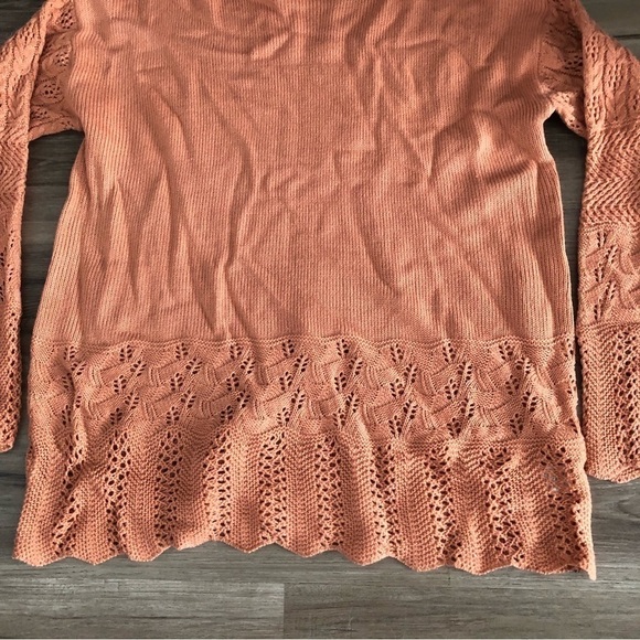Umgee Peach Knot Sweater Flare Patterned Sleeve Women Size Large - Picture 6 of 9